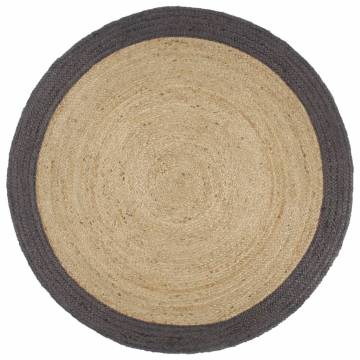 Handmade Jute Rug with Dark Grey Border - 180 cm