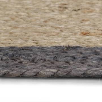 Handmade Jute Rug with Dark Grey Border - 180 cm