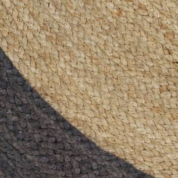 Handmade Jute Rug with Dark Grey Border - 180 cm