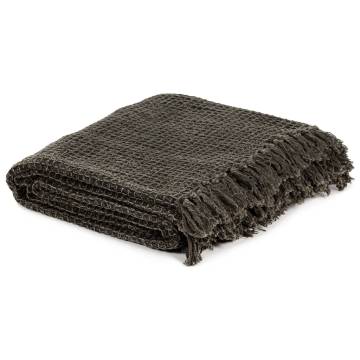 Anthracite Brown Cotton Throw 220x250 cm | Cozy & Stylish