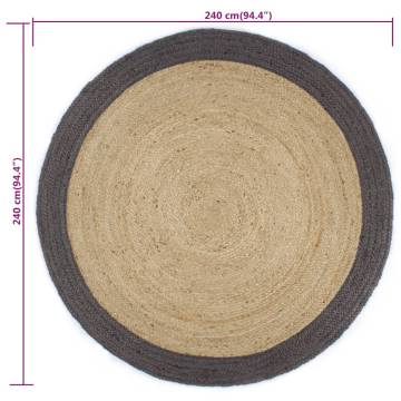 Handmade Jute Rug with Dark Grey Border - 240 cm