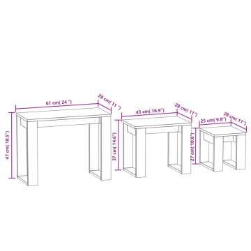 Nesting Tables 3 pcs Smoked Oak - Chic & Functional Design