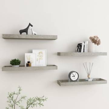 Loggia Wall Shelves - 4 pcs Concrete Grey | HipoMarket