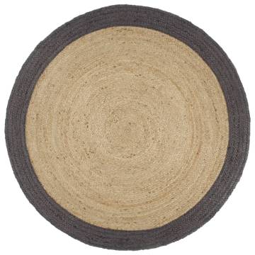 Handmade Jute Rug with Dark Grey Border - 210 cm