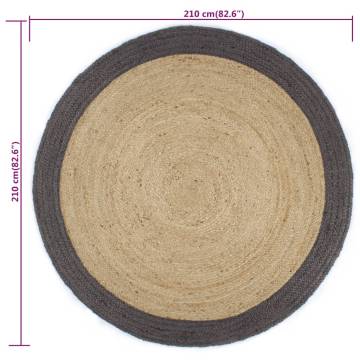 Handmade Jute Rug with Dark Grey Border - 210 cm