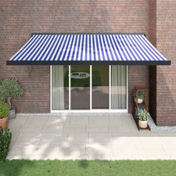 Retractable Blue & White Awning 4.5x3 m - Durable & Stylish