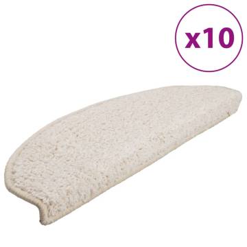 Stair Mats 10 pcs 65x21x4 cm White - Slip Resistant & Washable