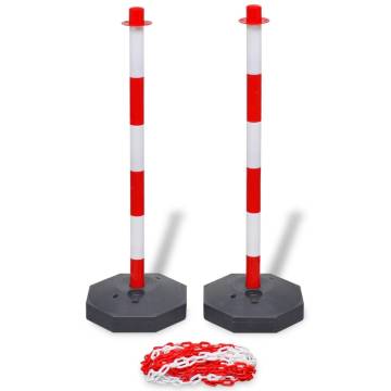 Set of 4 Chain Posts & 2 Plastic Chains - Hipomarket UK