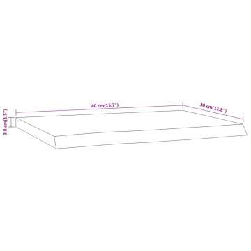 Rectangular Live Edge Wall Shelf - Solid Acacia Wood 40x30 cm