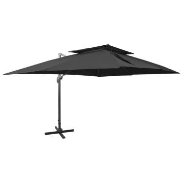 Cantilever Garden Parasol Double Top Black 400x300 cm - Hipomarket