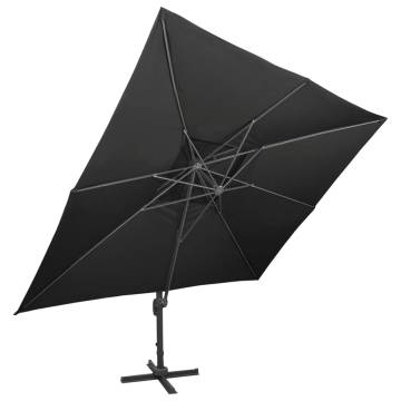 Cantilever Garden Parasol Double Top Black 400x300 cm - Hipomarket