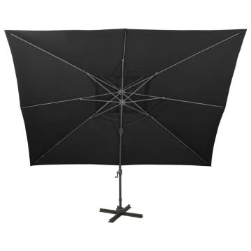 Cantilever Garden Parasol Double Top Black 400x300 cm - Hipomarket