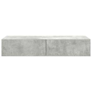 Stylish Wall Shelf with Drawers – Concrete Grey Finish