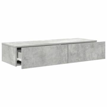 Stylish Wall Shelf with Drawers – Concrete Grey Finish