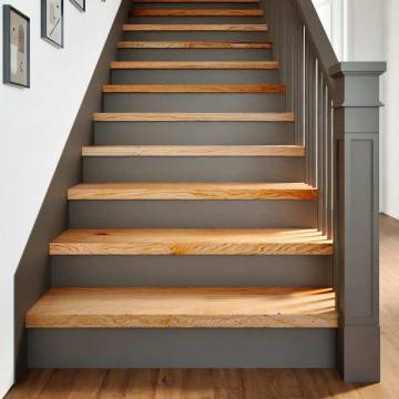 Stair Treads - 8 pcs Light Brown Solid Oak | HipoMarket