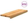 Light Brown Solid Oak Stair Treads - 12 Pcs | HipoMarket