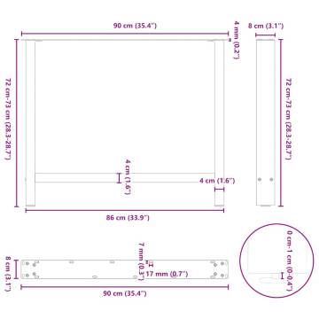 Coffee Table Legs Anthracite - Durable Steel (2 pcs) 90x(72-73) cm