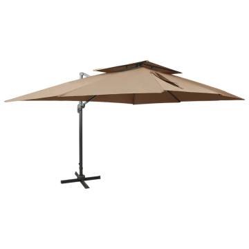 Cantilever Garden Parasol Double Top Taupe 400x300 cm