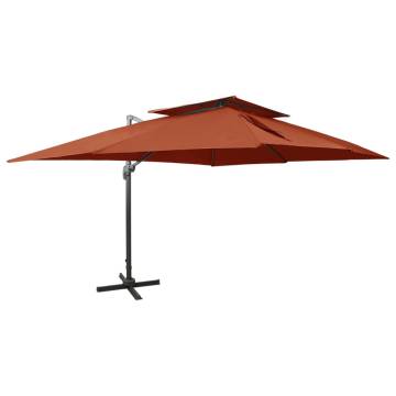 Cantilever Garden Parasol with Double Top - Terracotta 400x300 cm