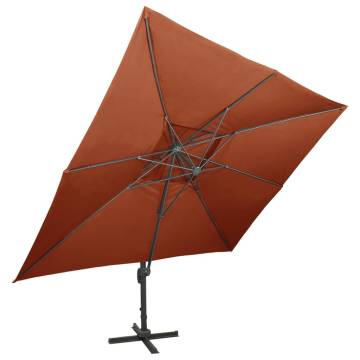 Cantilever Garden Parasol with Double Top - Terracotta 400x300 cm