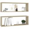 Elegant Wall Cube Shelf Set - Sonoma Oak | 2 Pcs - 80x15 cm