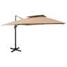  Cantilever Garden Parasol with Double Top 300x300 cm Taupe Colour taupe Size 300 x 300 cm Quantity in Package 1 