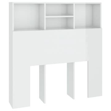 High Gloss White Headboard Cabinet - Stylish Storage Solution