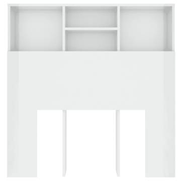 High Gloss White Headboard Cabinet - Stylish Storage Solution