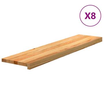 Stair Treads 8 pcs Light Brown Solid Oak - 110x25x2 cm