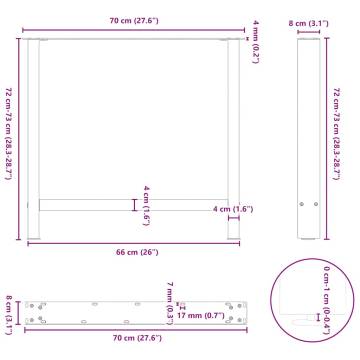 Coffee Table Legs Anthracite - Durable Steel 70x(72-73) cm