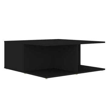 Stylish Black Coffee Table - 80x80x31 cm Engineered Wood