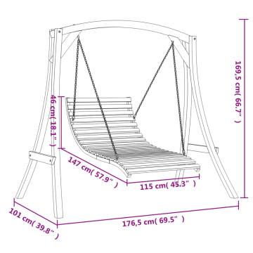 Swing Bed Solid Wood Spruce with Teak Finish - Relax Outdoors