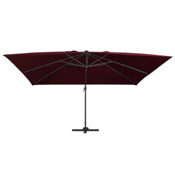 Cantilever Garden Parasol with LED Lights - Bordeaux Red 400x300 cm