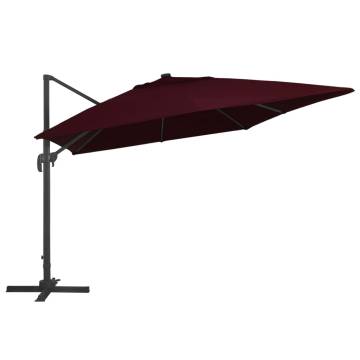 Cantilever Garden Parasol with LED Lights - Bordeaux Red 400x300 cm