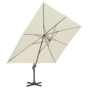 Cantilever Garden Parasol with Aluminium Pole - 400x300 cm Sand