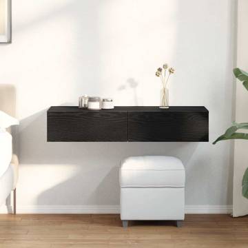 Stylish Black Wall Shelf with Drawers - 100x36x19 cm