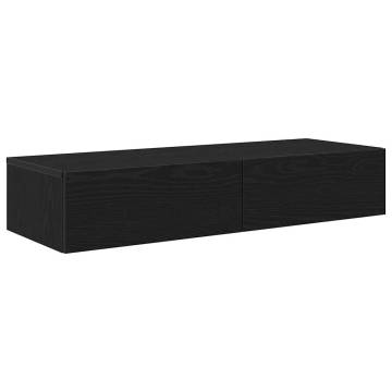 Stylish Black Wall Shelf with Drawers - 100x36x19 cm