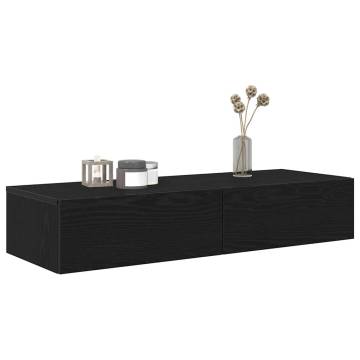 Stylish Black Wall Shelf with Drawers - 100x36x19 cm