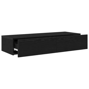 Stylish Black Wall Shelf with Drawers - 100x36x19 cm