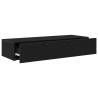 Stylish Black Wall Shelf with Drawers - 100x36x19 cm