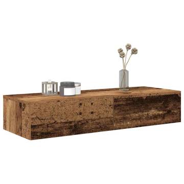 Wall Shelf with Drawers - Old Wood | Hipomarket UK