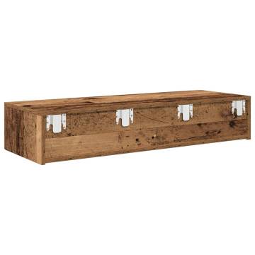 Wall Shelf with Drawers - Old Wood | Hipomarket UK