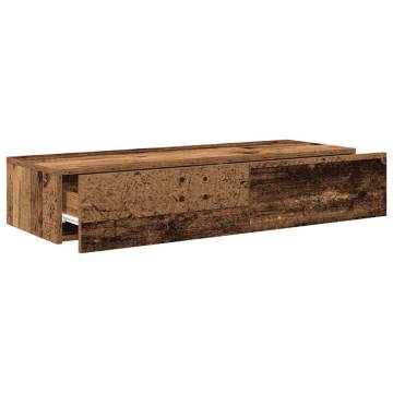 Wall Shelf with Drawers - Old Wood | Hipomarket UK