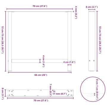 White Coffee Table Legs 2 pcs - 70x(72-73) cm Steel