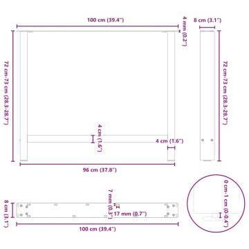 White Coffee Table Legs - 2 pcs Steel 100x(72-73) cm