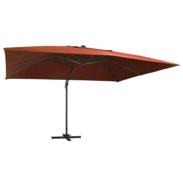 Cantilever Garden Parasol with LED Lights - Terracotta 400x300cm