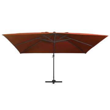 Cantilever Garden Parasol with LED Lights - Terracotta 400x300cm