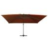 Cantilever Garden Parasol with LED Lights - Terracotta 400x300cm