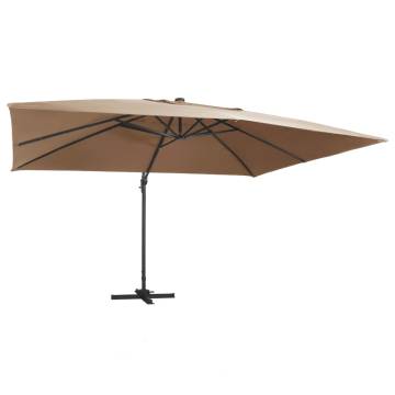 Cantilever Garden Parasol with LED Lights - 400x300 cm Taupe