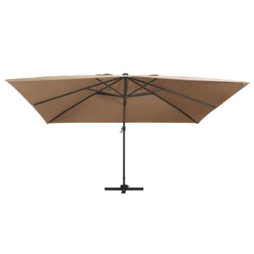 Cantilever Garden Parasol with LED Lights - 400x300 cm Taupe